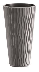 Květináč Prosperplast SANDY SLIM šedý kámen 39 cm