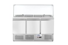 Třídveřový chladicí vozík na salát se skleněným nástavcem, Arktic, 254L, 230V/310W, 700x1365x(H)1300mm