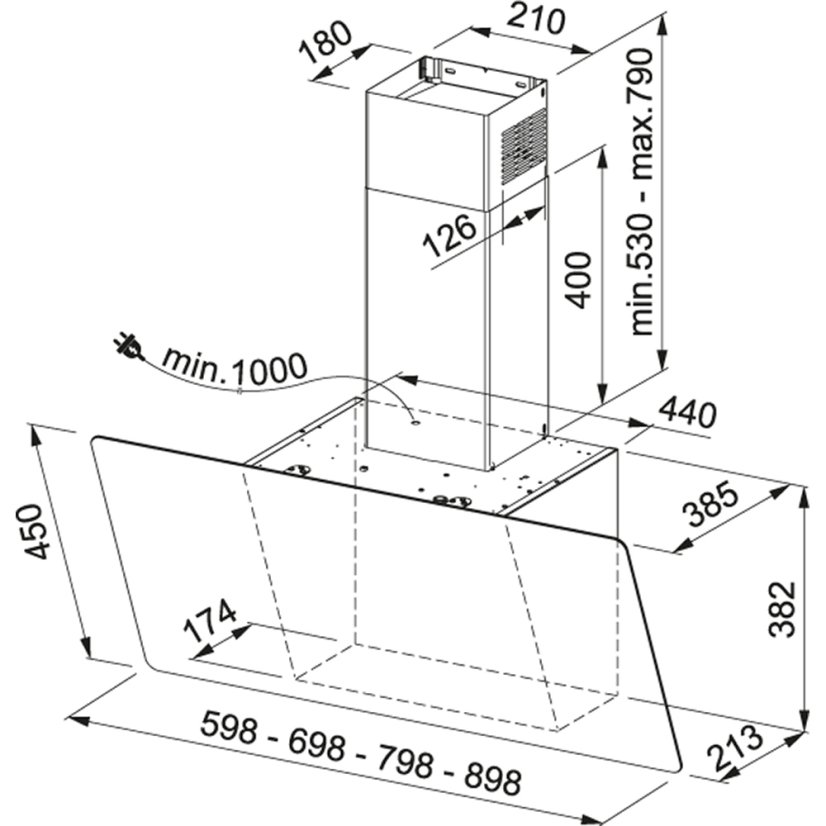 Komínová digestoř Franke odsavač FPJ 705 V BK/SS Evo Plus Nerez/Černé sklo