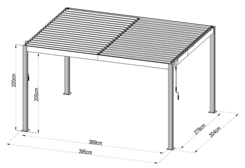 Bioklimatická pergola G21 Austin Premium 4x3 m, antracitová hliníková