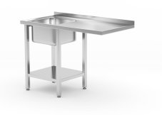 Dřezový stolek s policí a prostorem pro myčku nádobí pod pultem, HENDI, Vlevo, 1200x700x(H)850mm