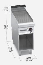 Grilovací rýhovaná plotna Bertos E9FR4M (rýhovaná)