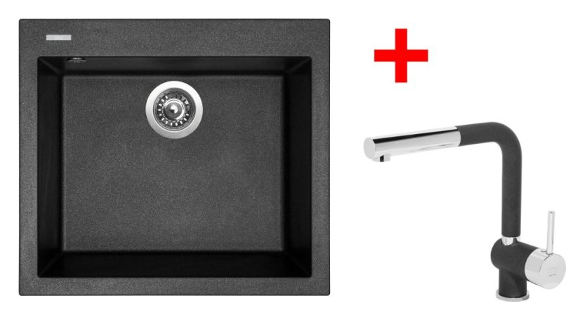 Sinks CUBE 560 Metalblack + Mix 3 P GR Sinks CUBE 560 Metalblack + Mix 3 P GR