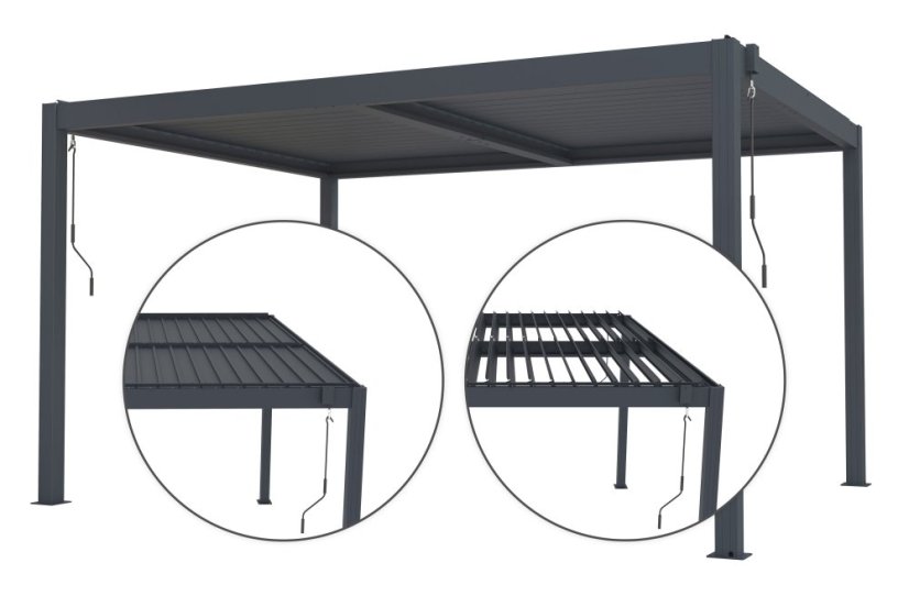 Bioklimatická pergola G21 Austin 4x3 m, antracitová hliníková