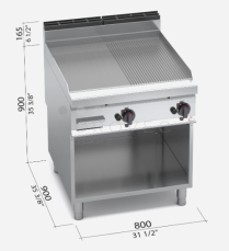 Grilovací kombi plotna Bertos G9FM8M-2 (hladká - rýhovaná)