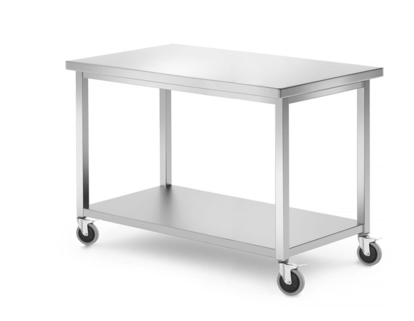 Mobilní stůl, s policí – přišroubovaný, HENDI, Kitchen Line, 1200x600x(H)850mm Mobilní stůl, s policí – přišroubovaný, HENDI, Kitchen Line, 1200x600x(H)850mm
