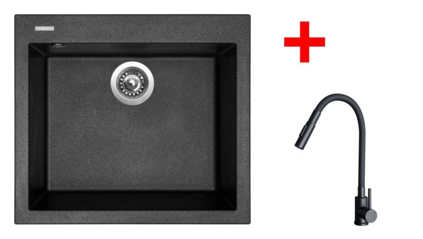 Sinks CUBE 560 Metalblack + ELASTA S černá matná Sinks CUBE 560 Metalblack + ELASTA S černá matná