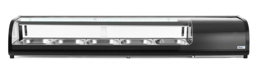 Stojan na Sushi, Arktic, Kapacita: 5x GN 1/2 (V)40 mm (včetně nádob)., Černá, 230V/190W, 420x1800x(H)265mm
