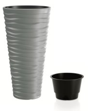 Květináč Prosperplast SAND SLIM šedý kámen 29,6 cm