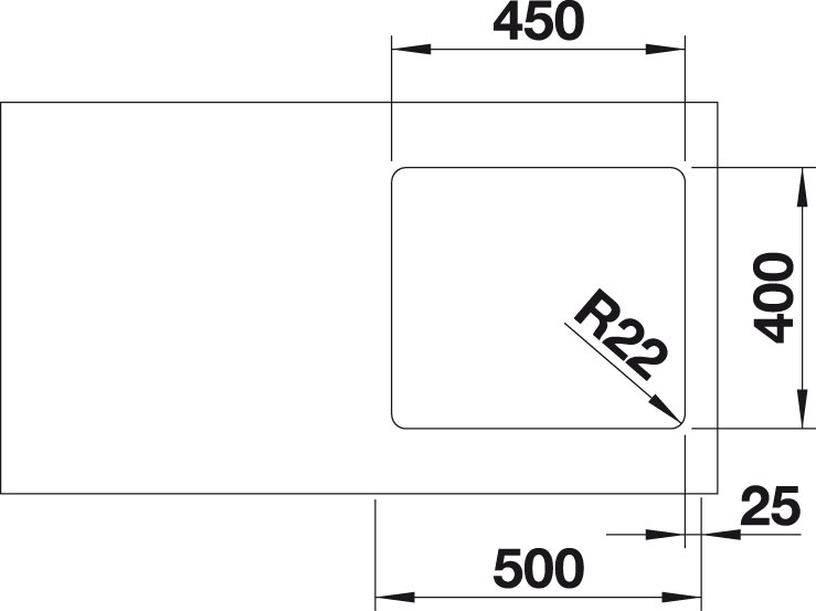 Blanco ANDANO 450 U InFino Nerez hedvábný lesk  bez táhla