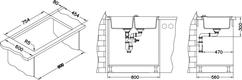 Alveus ROCK 90 G- 91 černá (780x480mm)+ pop- up sifon