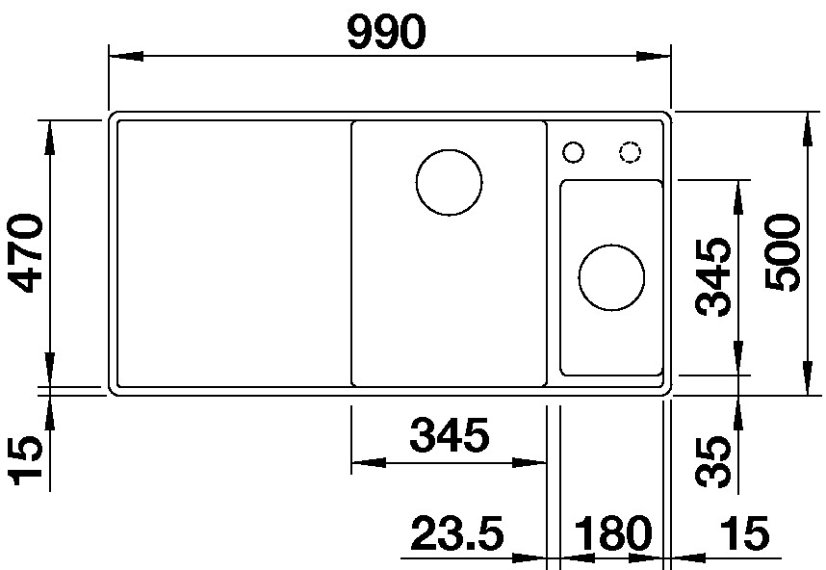 Blanco AXIA III 6 S-F InFino Silgranit antracit dřev.kráj.deska dřez vpravo s exc.