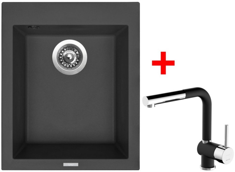 Sinks CUBE 410 Pureblack + Mix 3 P GR N6 Sinks CUBE 410 Pureblack + Mix 3 P GR N6