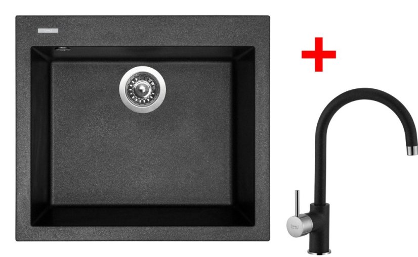 Sinks CUBE 560 Metalblack + Vitalia GR Sinks CUBE 560 Metalblack + Vitalia GR