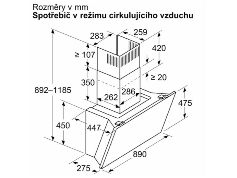Komínová digestoř Bosch DWK91LT60