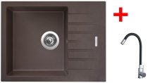 Sinks PERFECTO 650 Marone + ELASTA nerez/černá