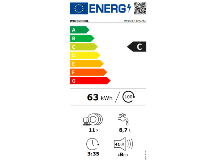 Vestavná myčka nádobí Whirlpool WH6PC11BS7A0