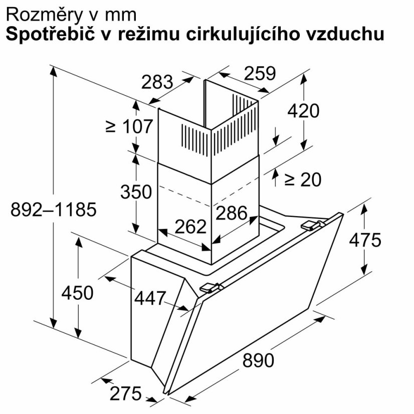 Komínová digestoř Bosch DWK91LT20