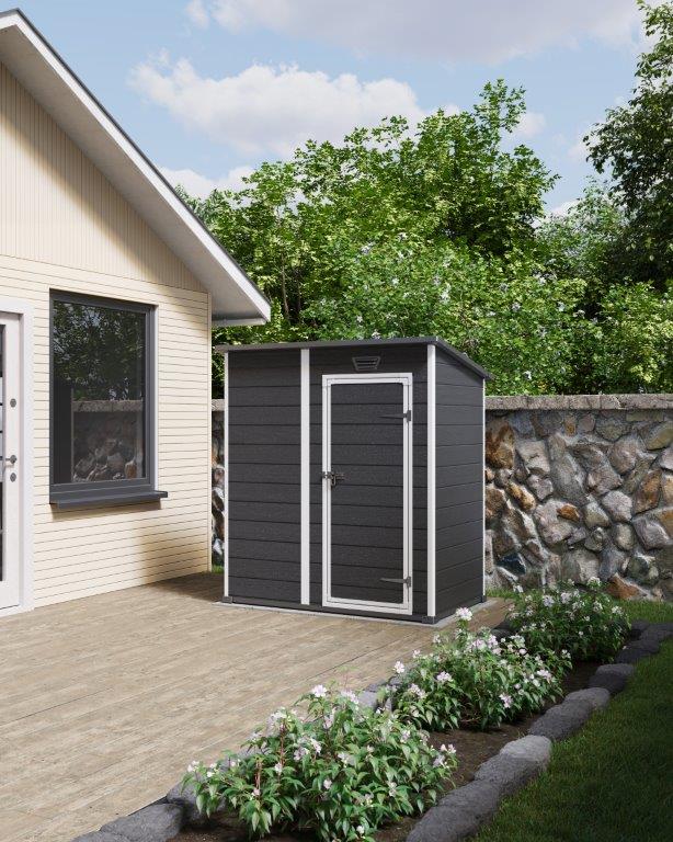 Zahradní domek Keter Essential 6 x 4 tmavě šedý / bílý, s podlahou