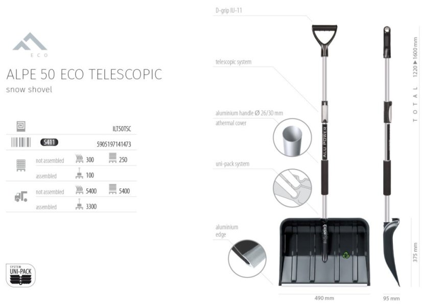 Hrablo Prosperplast ALPE 50 ECO telescopic matně černé