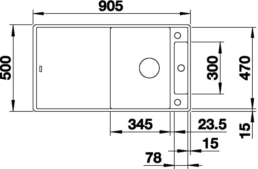 Blanco AXIA III 5 S-F InFino silgranit káva dřez vpravo s excentrem přísluš. sklo