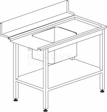 KROMO stůl vstupní s dřezem s policí 1200 x 730 x 850 mm