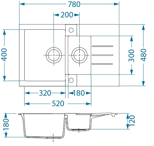 Alveus ROCK 70 G- 55 béžová (780x480mm)+ pop- up sifon  F
