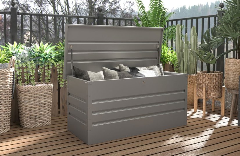 Zahradní box G21 Denver 400 L, metalický šedý plechový