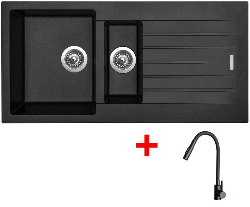 Sinks PERFECTO 1000.1 Pureblack + ELASTA S černá matná Sinks PERFECTO 1000.1 Pureblack + ELASTA S černá matná