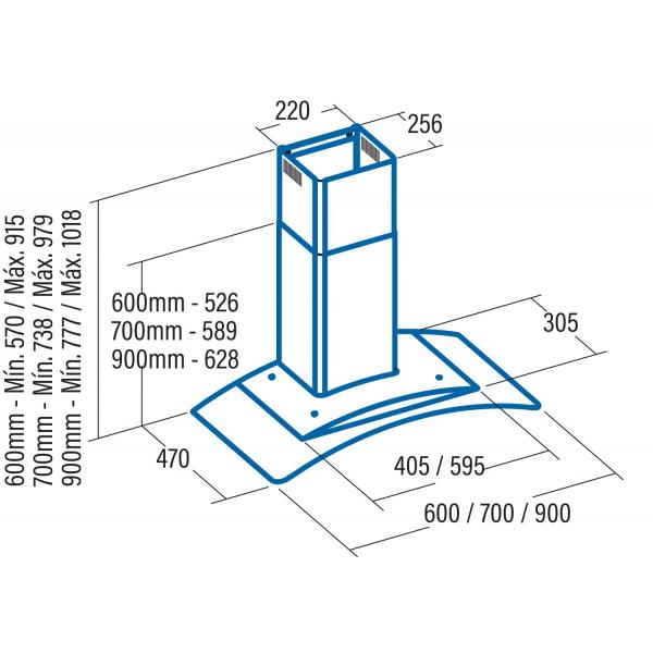 Komínová digestoř Cata C GLASS Nerez 600