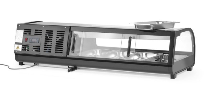 Stojan na Sushi, Arktic, Dodávané nádoby: 4x GN 1/3 (H) 40 mm., Černá, 230V/190W, 426x1177x(H)296mm