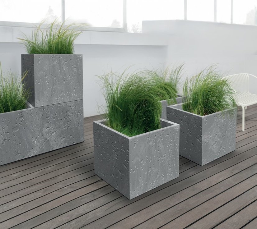 Květináč Prosperplast SIERRA CASE beton effect 57,7 cm šedý