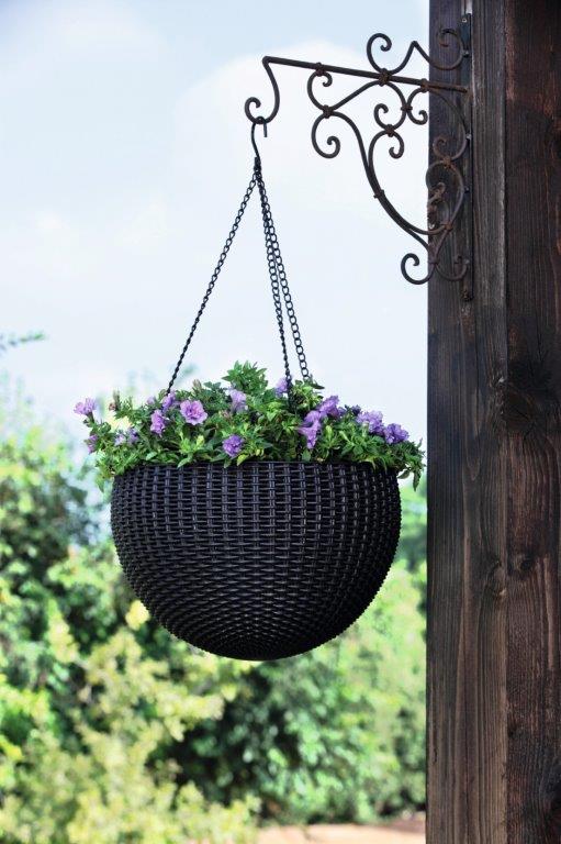 Květináč Keter Hanging Sphere grafitový