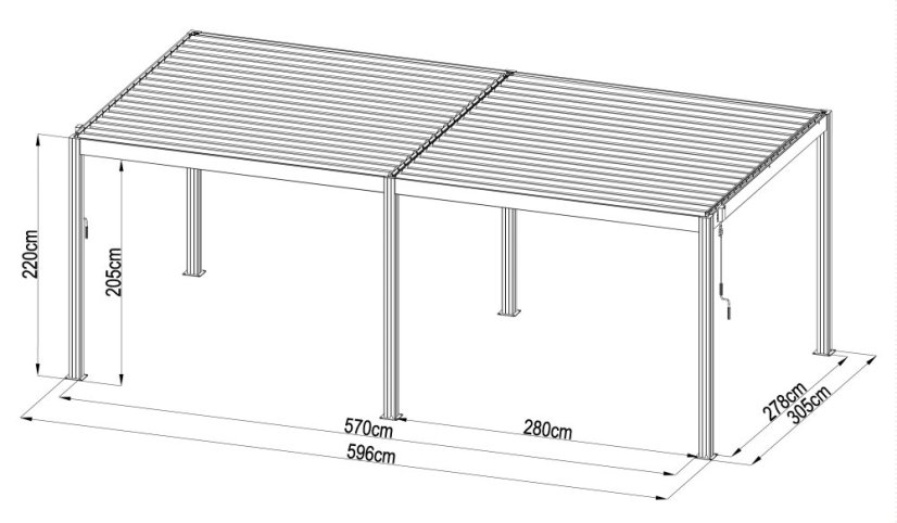 Bioklimatická pergola G21 Austin Premium 6x3 m, antracitová hliníková
