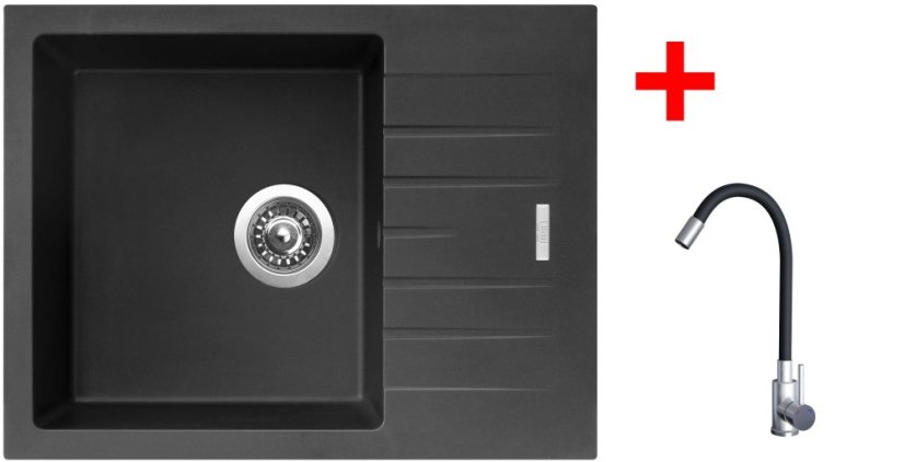Sinks PERFECTO 650 Pureblack + Elasta nerez/černá Sinks PERFECTO 650 Pureblack + Elasta nerez/černá
