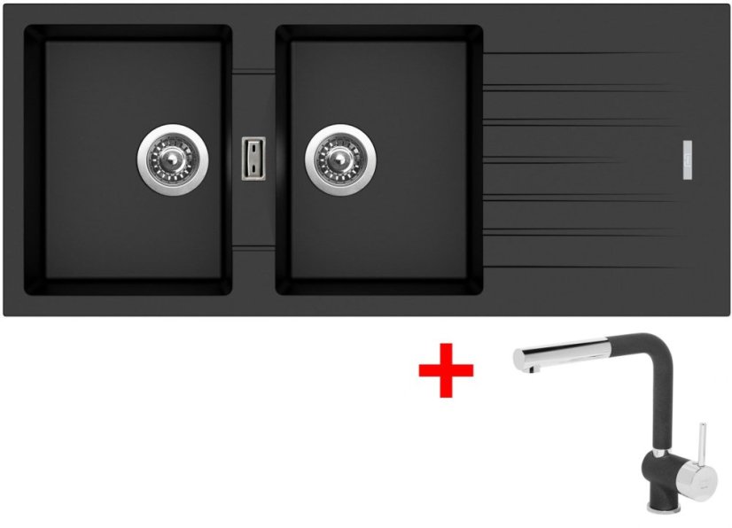 Sinks PERFECTO 1160 DUO Metalblack + Mix 3 P GR Sinks PERFECTO 1160 DUO Metalblack + Mix 3 P GR