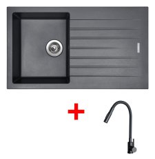 Sinks PERFECTO 860 Titanium + ELASTA S černá matná
