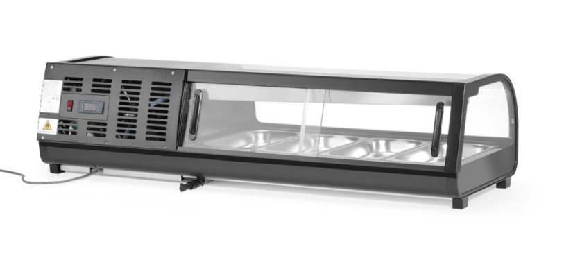Stojan na Sushi, Arktic, Dodávané nádoby: 4x GN 1/3 (H) 40 mm., Černá, 230V/190W, 426x1177x(H)296mm