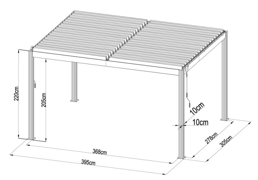 Bioklimatická pergola G21 Austin 4x3 m, antracitová hliníková