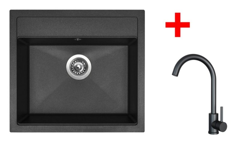 Sinks SOLO 560 Granblack + ARCO černá matná Sinks SOLO 560 Granblack + ARCO černá matná