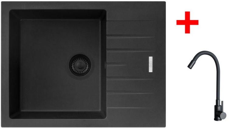 Sinks PERFECTO 650 BL Pureblack + ELASTA černá matná Sinks PERFECTO 650 BL Pureblack + ELASTA černá matná