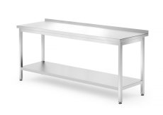 Nástěnný stůl s policí – přišroubovaný, hloubka 700 mm, HENDI, Profi Line, 1800x700x(H)850mm