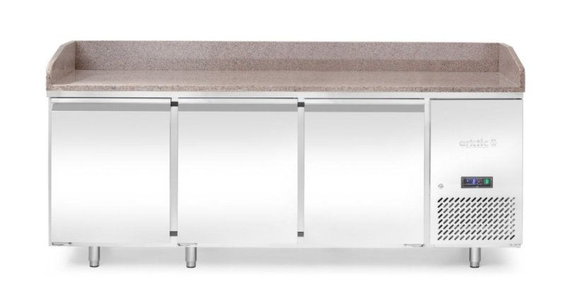 Chladící stůl s žulovou pracovní deskou na Pizzu, 3 dveře, Arktic, 375L, žula, 230V/400W, 800x2010x(H)875mm