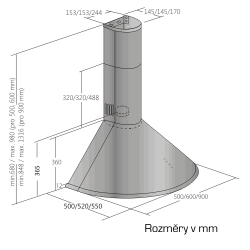 Komínová digestoř Empire KD 316050