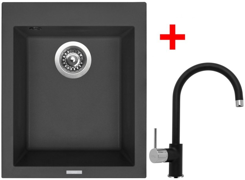 Sinks CUBE 410 Pureblack + Vitalia GR Sinks CUBE 410 Pureblack + Vitalia GR