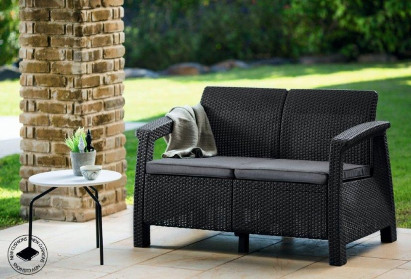 Zahradní nábytek Keter Corfu love seat dvousedačka grafitová
