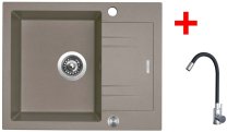 Sinks LINEA 600 XC Truffle + Elasta nerez/černá
