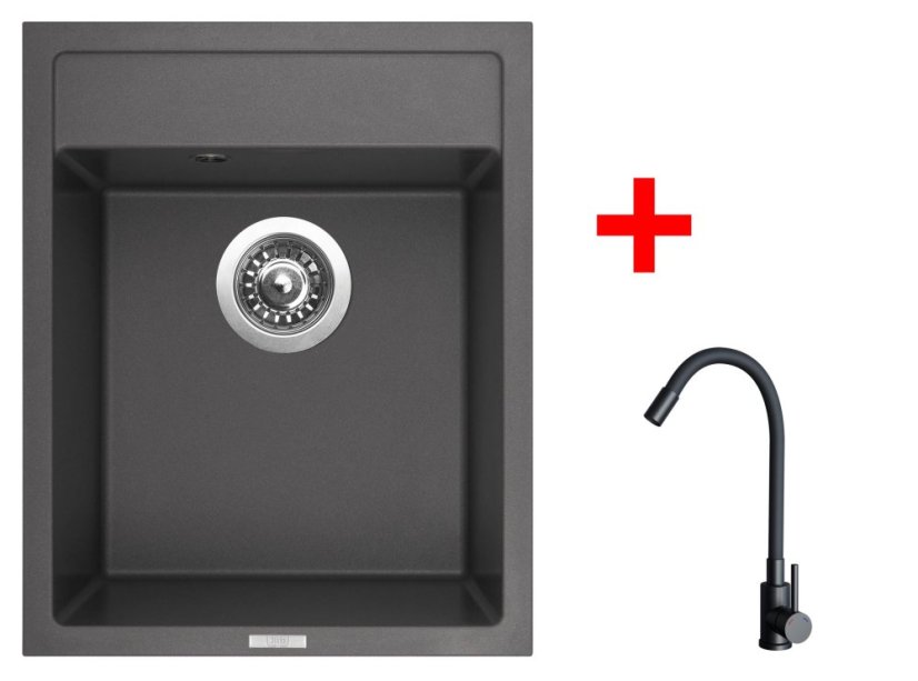 Sinks CLASSIC 400 Pureblack + ELASTA černá matná Sinks CLASSIC 400 Pureblack + ELASTA černá matná