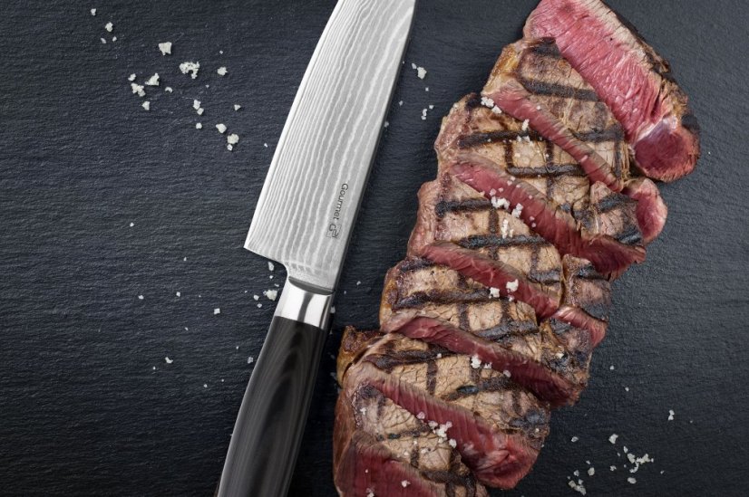 Sada nožů G21 Gourmet Damascus v bambusovém bloku 3 ks + brusný kámen