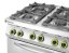 Plynový sporák se 4 hořáky a konvektomatem GN 1/1, HENDI, Kitchen Line, 230V/3000W, 19kW, 800x722x(H)900mm
